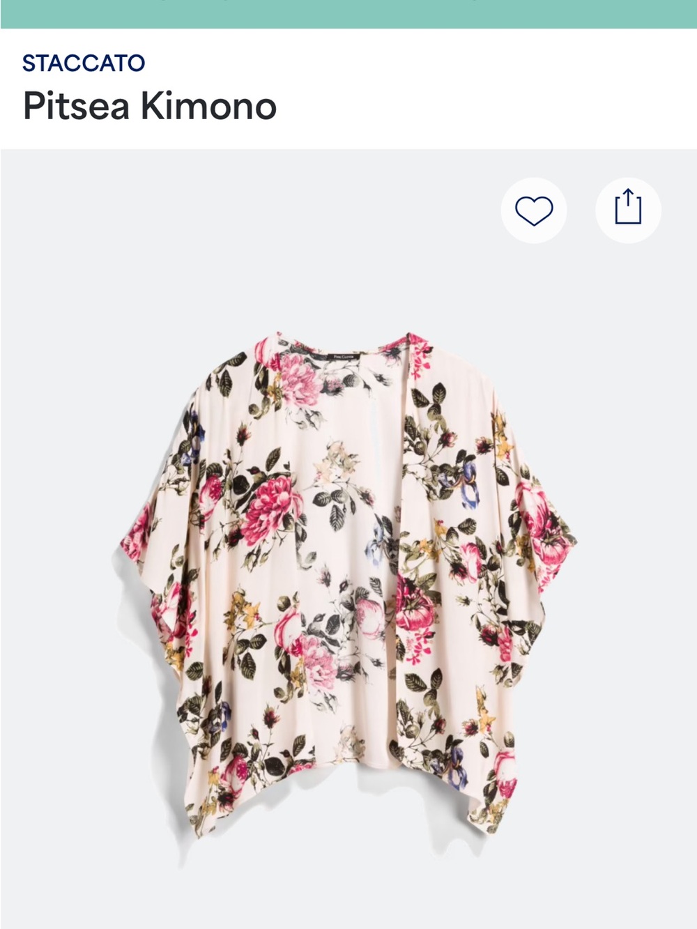 Pink Clover Cream Floral Kimono Tunic in Pink & Green